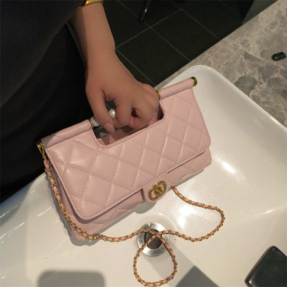 C Series 6010 Genuine Leather Quilted Pearl-Handle Flap Chain Bag – 5 Colors | Elegant Shoulder & Crossbody | Greenyuna