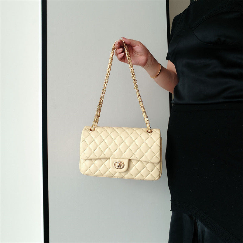 Genuine Leather Quilted Flap Shoulder Bag – Pastel Colors | Chain Strap | MOQ 2 | Greenyuna