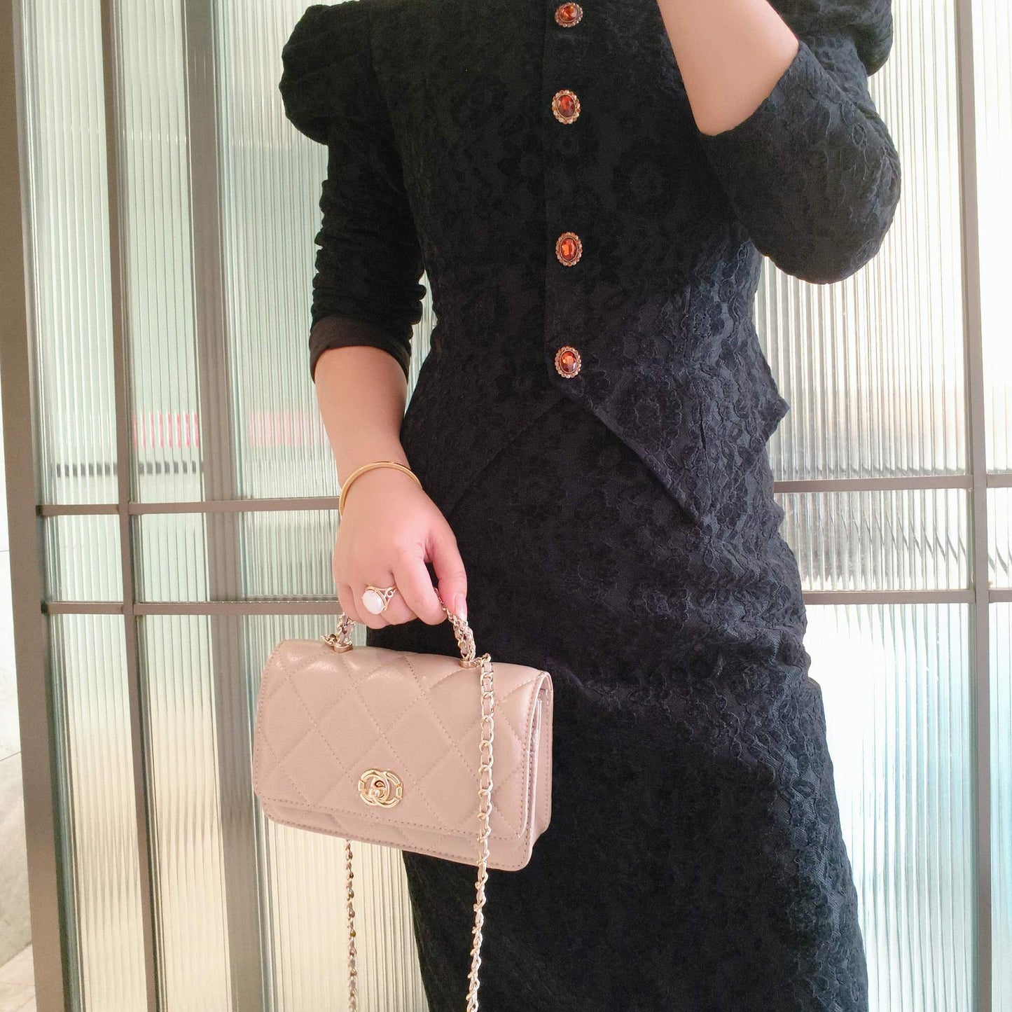 C Series · Genuine Leather Quilted Mini Chain Top Handle Flap Bag – 5 Colors | Greenyuna