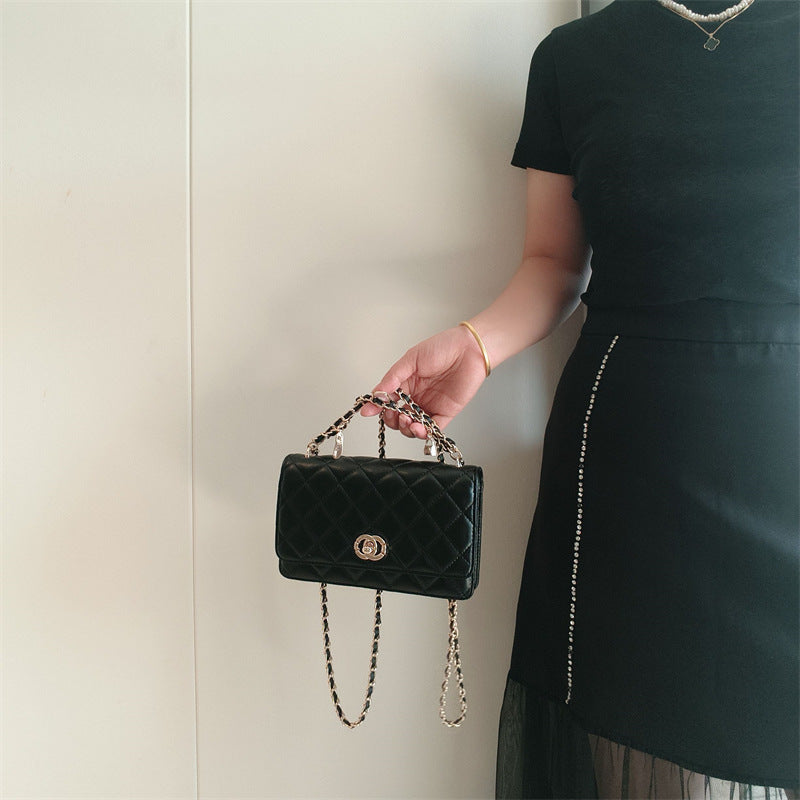 C Series · Genuine Leather Quilted Medium Flap Bag with Charm Chain – 4 Colors | Greenyuna