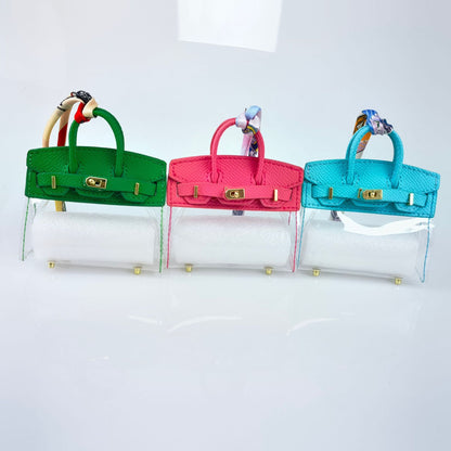 Mini PU Bag with Clear PVC Case | Colorful Handbag Ornament & Gift Display