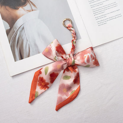 Silk Scarf Bag Charm – Twilly Ribbon Purse Accessory | Greenyuna