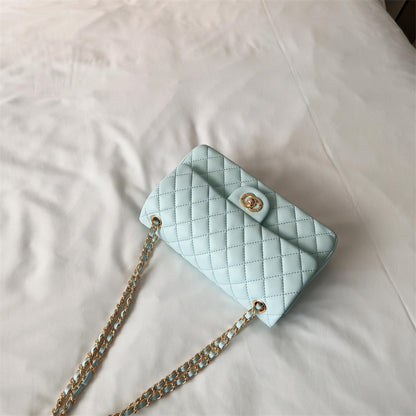 Genuine Leather Quilted Flap Shoulder Bag – Pastel Colors | Chain Strap | MOQ 2 | Greenyuna