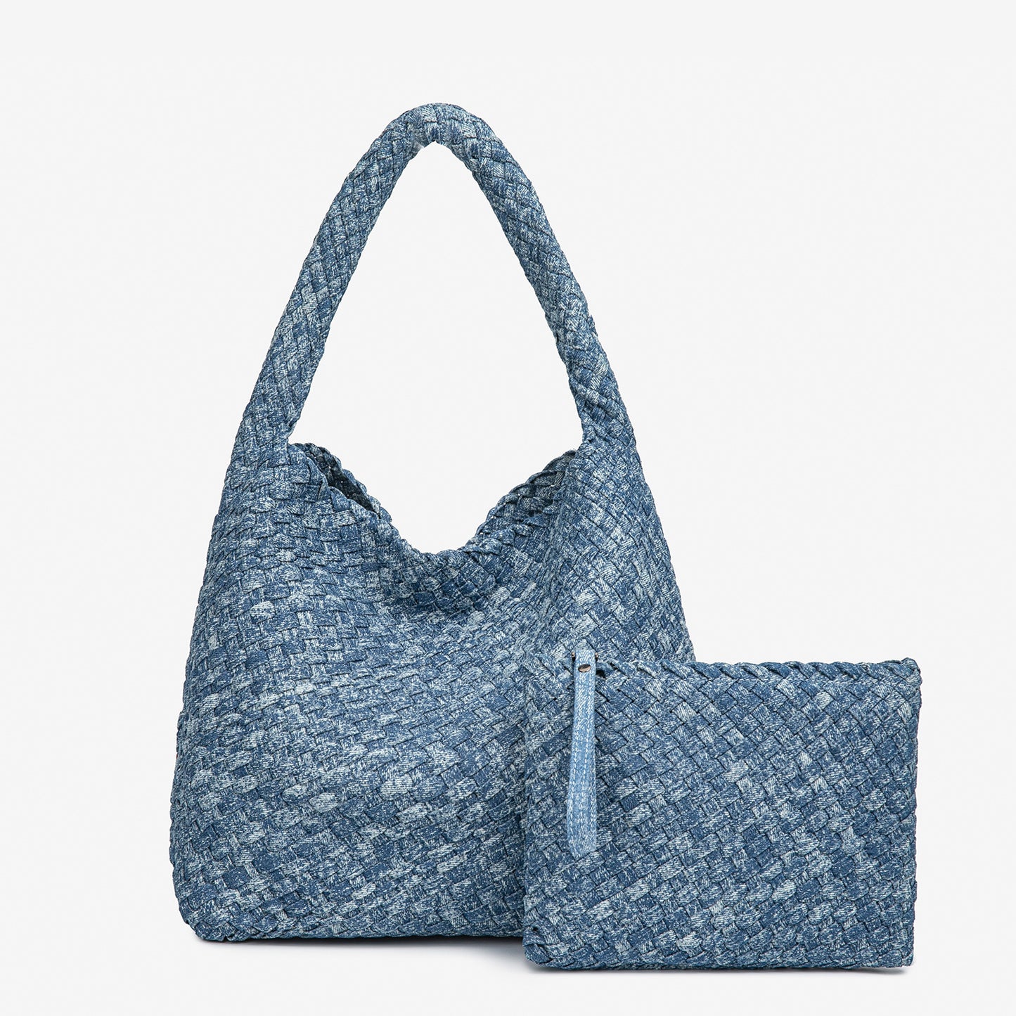 D Series Handmade Woven PU Shoulder Bag Set | Soft Lightweight Tote & Hobo Bag