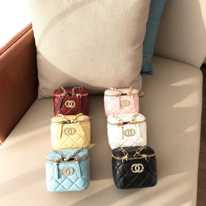 C Series · Genuine Leather Quilted Mini Vanity Cube Bag – 6 Colors | Crossbody | Greenyuna