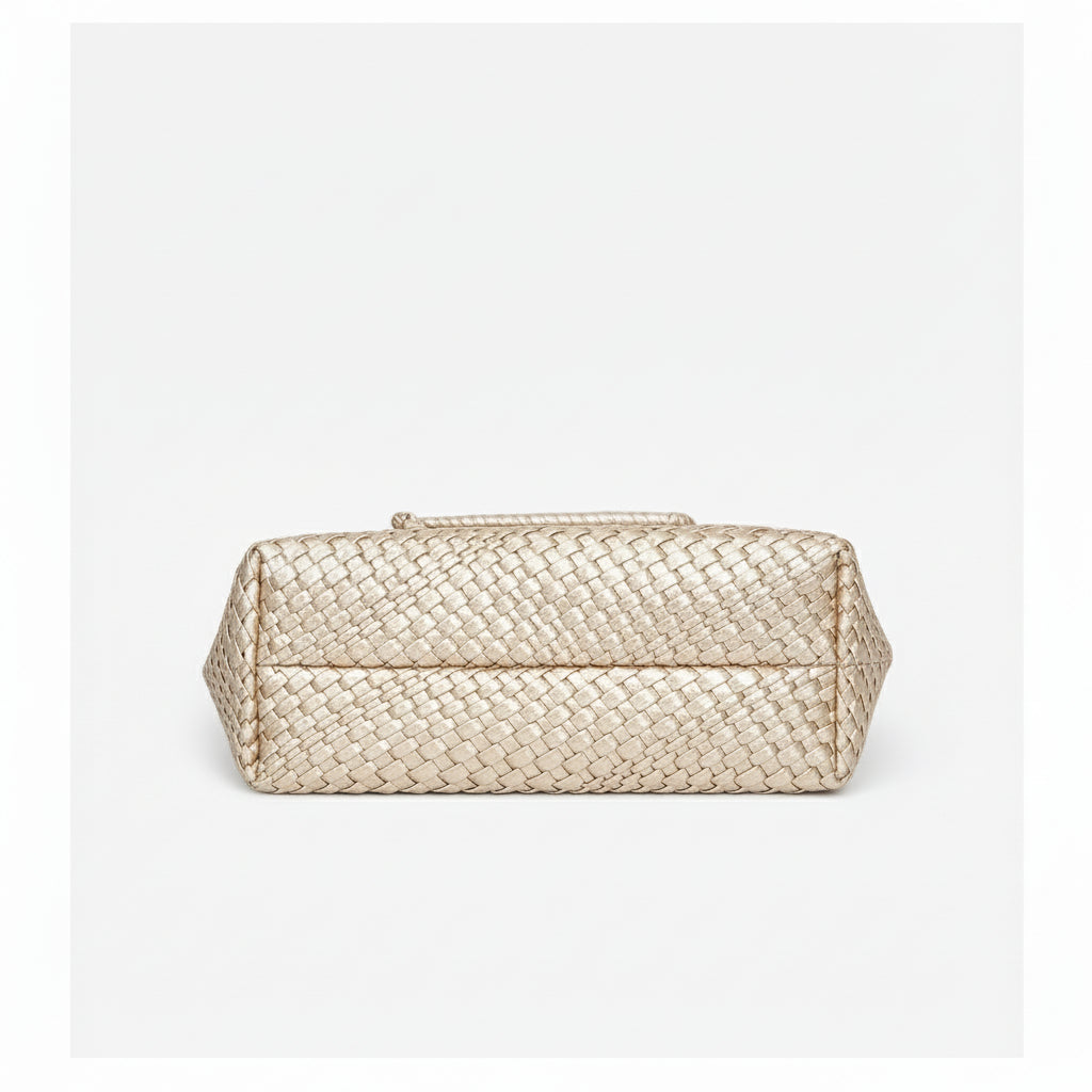 D Series Large Woven PU Hobo Tote – 33cm Shoulder Bag with Inner Pouch Set