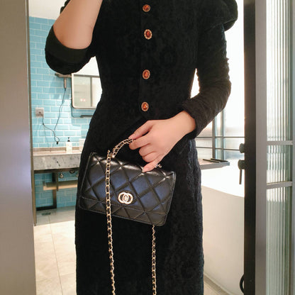 C Series · Genuine Leather Quilted Mini Chain Top Handle Flap Bag – 5 Colors | Greenyuna