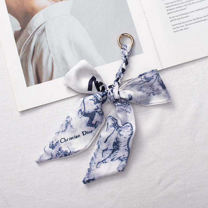 Silk Scarf Bag Charm – Twilly Ribbon Purse Accessory | Greenyuna