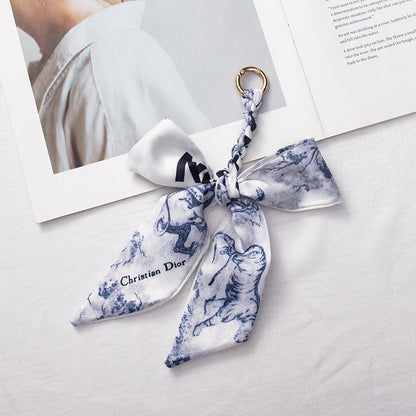 Silk Scarf Bag Charm – Twilly Ribbon Purse Accessory | Greenyuna