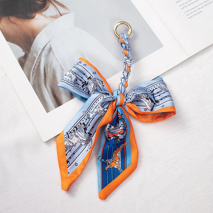 Silk Scarf Bag Charm – Twilly Ribbon Purse Accessory | Greenyuna