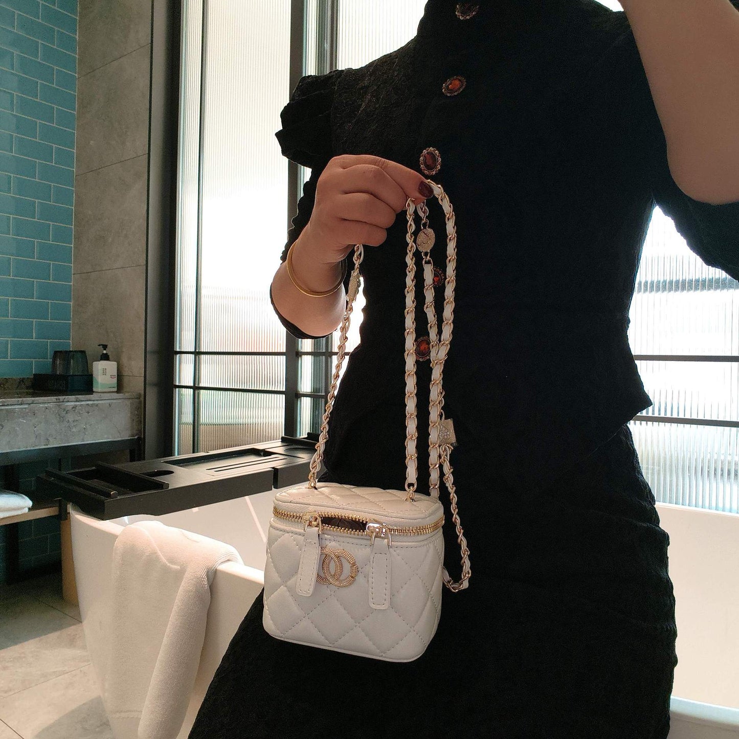 C Series · Genuine Leather Quilted Mini Vanity Cube Bag – 6 Colors | Crossbody | Greenyuna