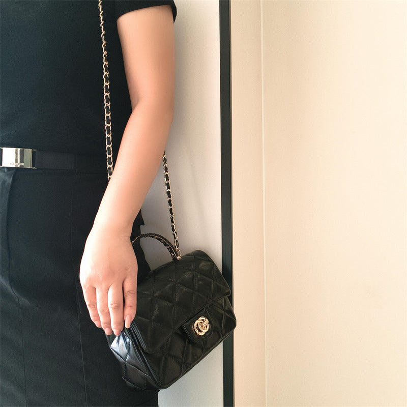 C Series · Genuine Leather Quilted Mini Pearl Handle Flap Bag – 4 Colors | Greenyuna