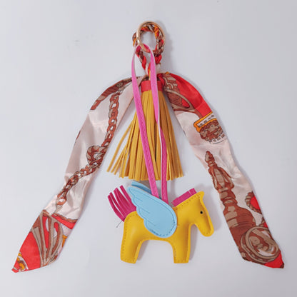 Colorful Twilly Scarf Bag Charm Set | Horse Pendant Keychain & Fashion Bag Accessory