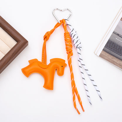 PU Horse Tassel Bag Charm Set | Cute Pendant with Braided Rope